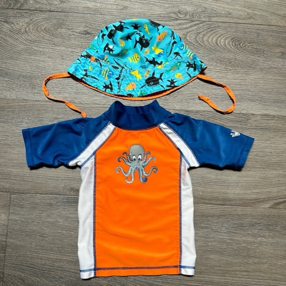 Skinz UV protection swim top and skinz sun hat sealife pattern